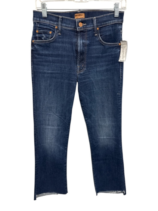 Mother Size 27 Dark Wash Cotton Denim High Rise Distressed Whiskering Jeans Dark Wash / 27