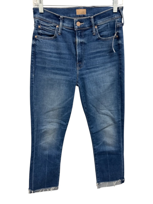 Mother Size 27 Medium Wash Cotton Denim High Rise Whiskering Raw Hem Jeans Medium Wash / 27