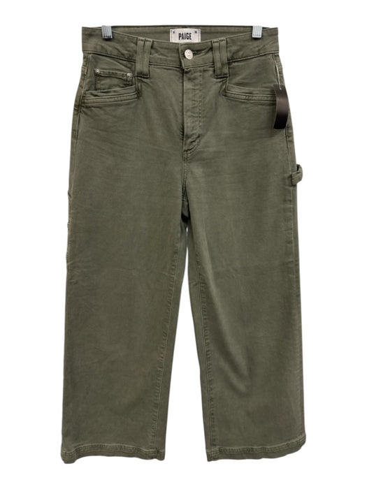Paige Size 27 Lichen Green Cotton Denim High Rise Pockets Wide Leg Jeans Lichen Green / 27