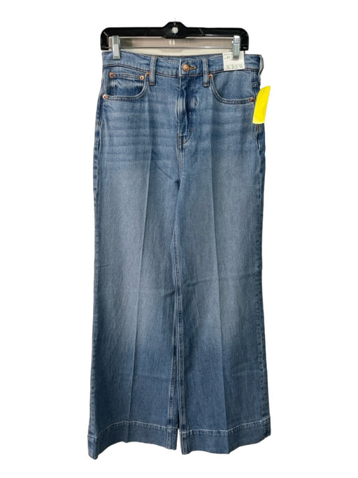 J Crew Size 27 Med Wash Cotton Denim High Rise Wide Leg 5 Pocket Jeans Med Wash / 27