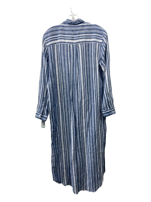 Frank & Eileen Size S Blue & White Linen Striped Front Pocket Button Down Dress Blue & White / S