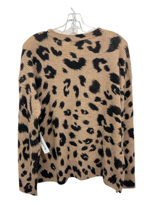 White + Warren Size M Brown & Black Cashmere Crew Neck Animal Print Sweater Brown & Black / M