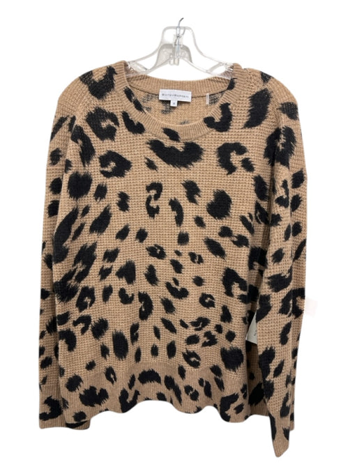 White + Warren Size M Brown & Black Cashmere Crew Neck Animal Print Sweater Brown & Black / M