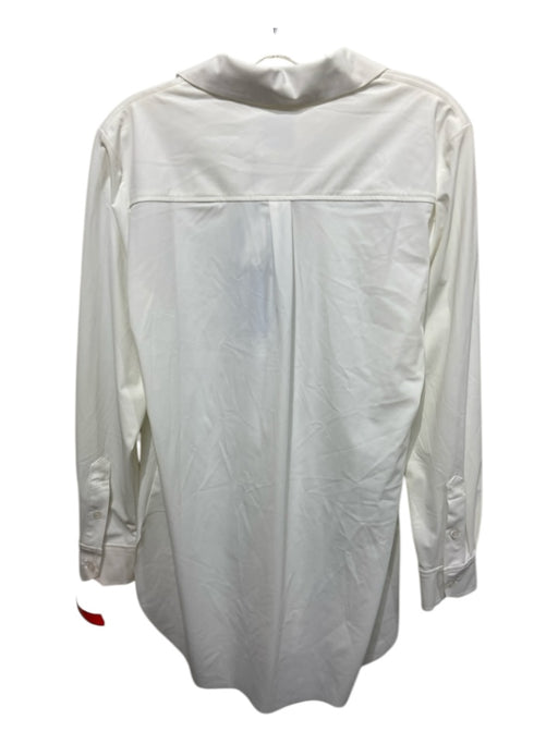 Lysse Size M White Nylon Button Breast Pocket Long Sleeve Tunic Length Top White / M