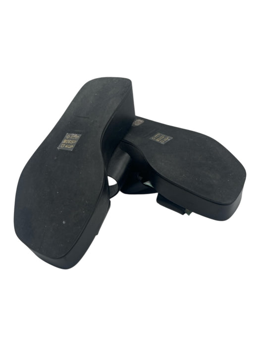 Emerson Fry Shoe Size 37 Black & Beige Leather Square Toe 2 Strap Slide Sandals Black & Beige / 37