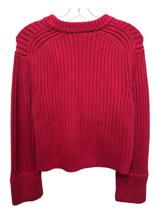 J Crew Size M Red Cotton Ribbed Knit Long Sleeve Crew Neck Chunky Sweater Red / M