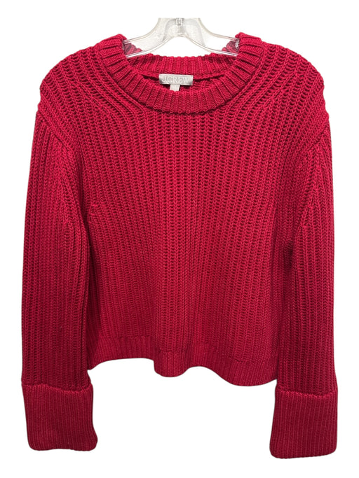 J Crew Size M Red Cotton Ribbed Knit Long Sleeve Crew Neck Chunky Sweater Red / M