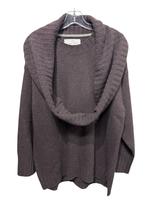 Brochu Walker Size S Chocolate Brown Wool Blend Attached Scarf Cowl Neck Sweater Chocolate Brown / S