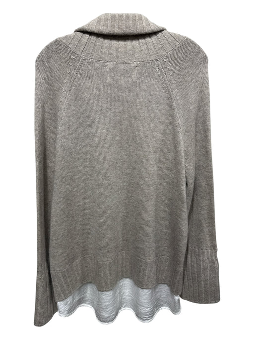 Brochu Walker Size L Taupe & White Cashmere Color & Fabric Block Sweater Taupe & White / L