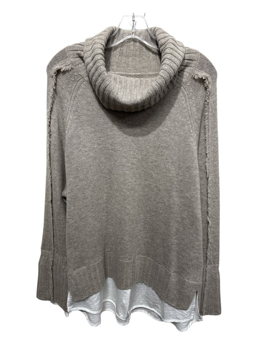 Brochu Walker Size L Taupe & White Cashmere Color & Fabric Block Sweater Taupe & White / L