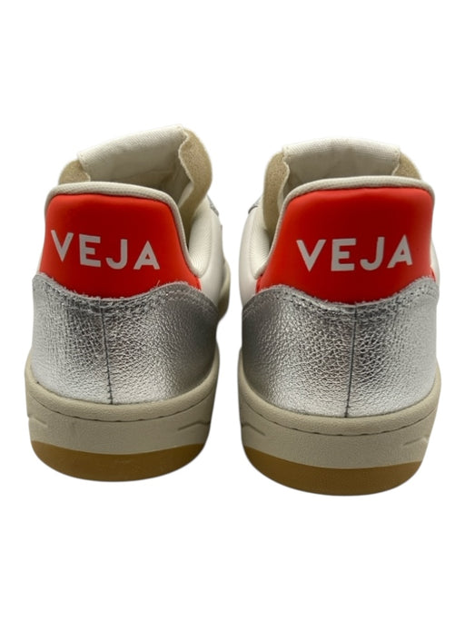 Veja Shoe Size 10 White, Silver, Orange Leather Perforated Rubber Sole Sneakers White, Silver, Orange / 10