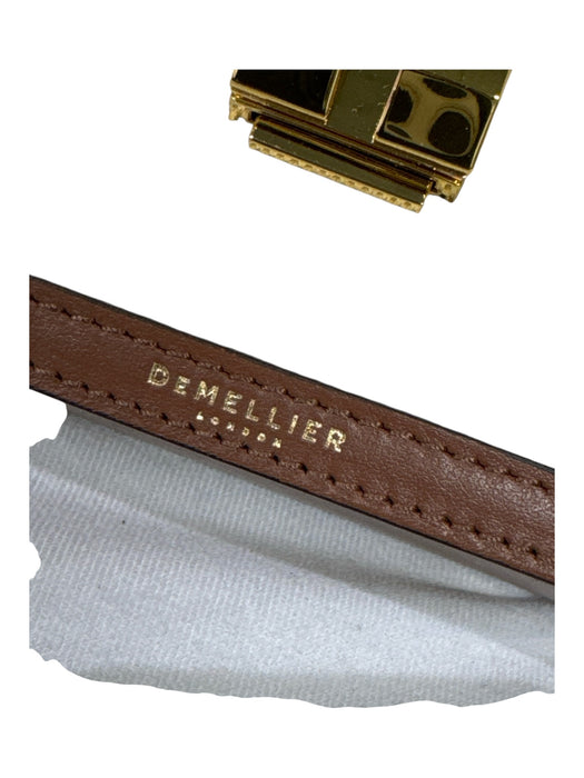 DeMellier Cream & Brown Canvas & Leather Gold hardware Flap Crossbody Bag Cream & Brown / Small