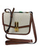 DeMellier Cream & Brown Canvas & Leather Gold hardware Flap Crossbody Bag Cream & Brown / Small