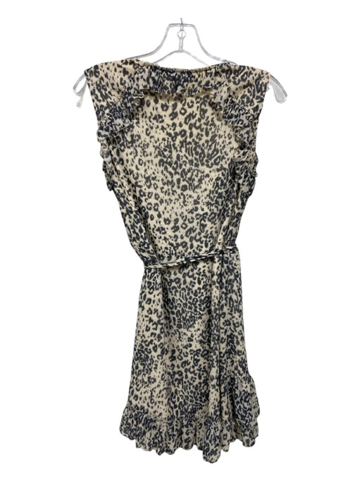 All Saints Size S Beige & Gray Polyester Animal Print Wrap Sleeveless Dress Beige & Gray / S