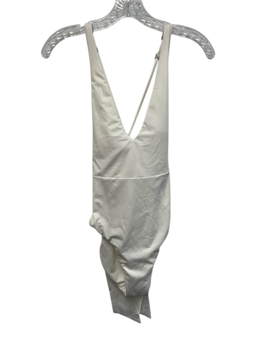 Becca Size M White Polyester One Piece V Neck Criss Cross Back Swimsuit White / M