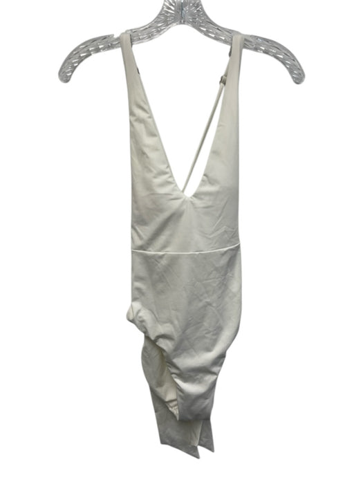 Becca Size M White Polyester One Piece V Neck Criss Cross Back Swimsuit White / M