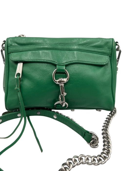 Rebecca Minkoff Green Leather Silver Hardware Hook Zip Close Bag Green / as is