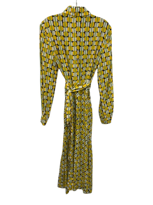 Diane Von Furstenberg Size S White, Yellow & Green Viscose Geometric Print Dress White, Yellow & Green / S