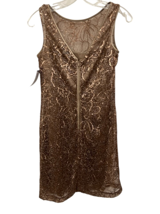 Rickie Freeman for Teri Jon Size 4 Bronze brown Polyester Sequined Mesh Dress Bronze brown / 4