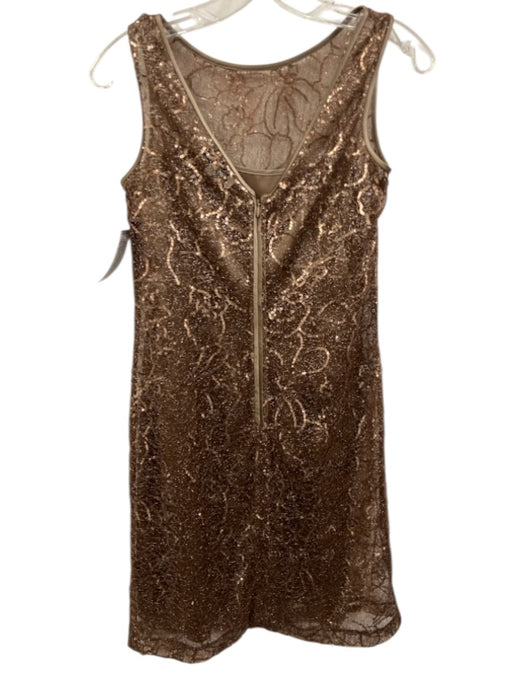 Rickie Freeman for Teri Jon Size 4 Bronze brown Polyester Sequined Mesh Dress Bronze brown / 4