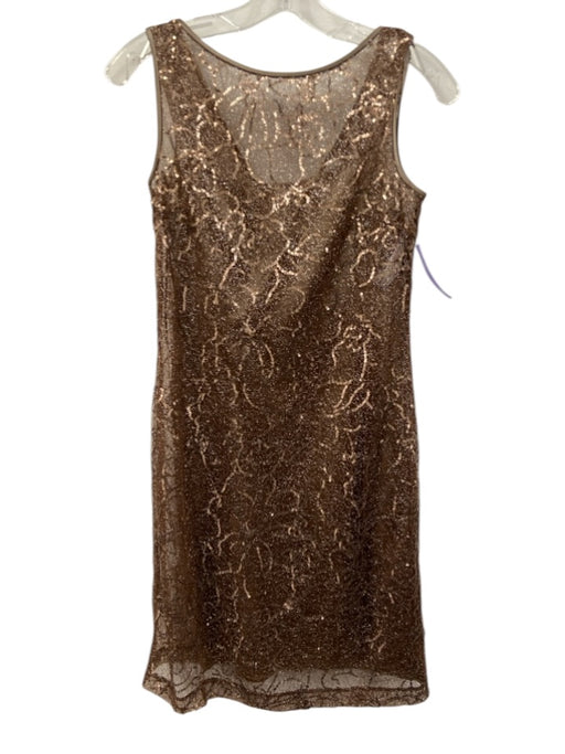 Rickie Freeman for Teri Jon Size 4 Bronze brown Polyester Sequined Mesh Dress Bronze brown / 4