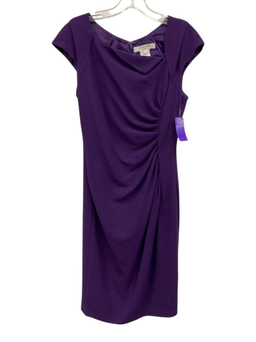 L.K. Bennett Size 6 Purple No Fabric Tag Cap Sleeve Gathered Pleating Dress Purple / 6