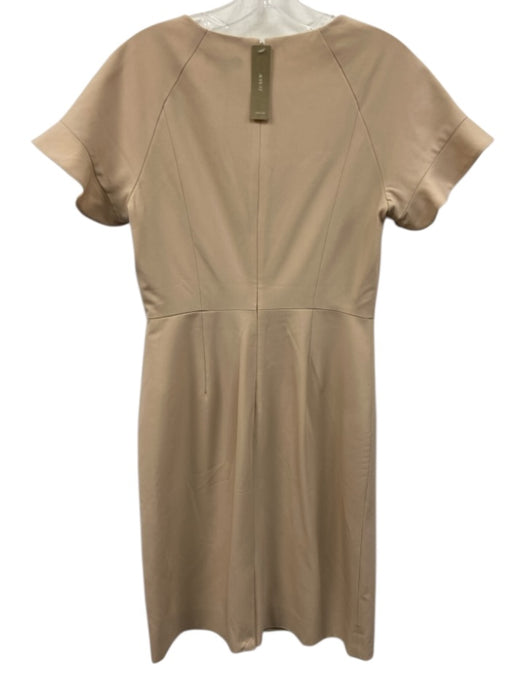 J. Crew Size 4 Khaki Beige Wool Blend Short Sleeve Ruffle Detail Paneled Dress Khaki Beige / 4