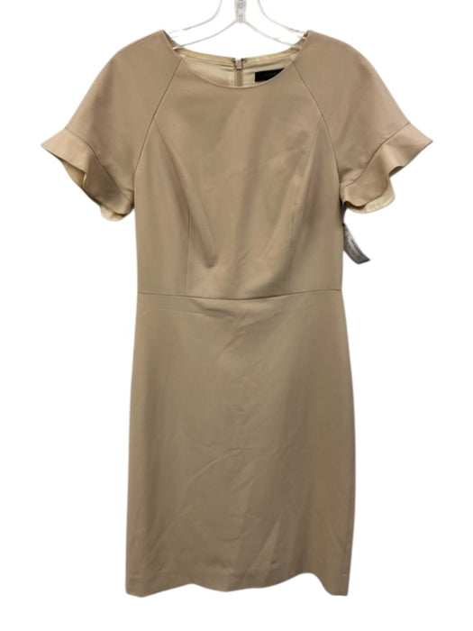 J. Crew Size 4 Khaki Beige Wool Blend Short Sleeve Ruffle Detail Paneled Dress Khaki Beige / 4