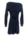 Free People Size S Black Viscose Blend Knit Open Back Long Sleeve V Neck Dress Black / S