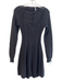 Free People Size S Black Viscose Blend Knit Open Back Long Sleeve V Neck Dress Black / S