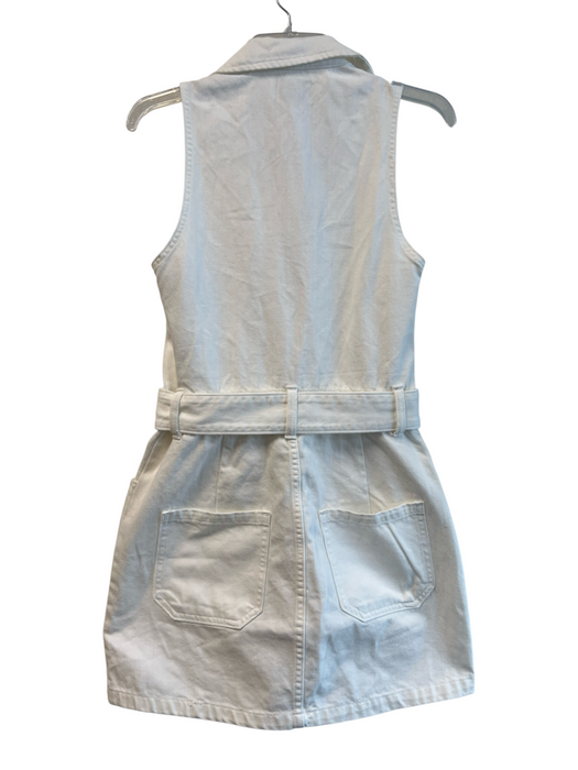 Show Me Your Mumu Size M White Cotton Denim Zip Up Collar Buckle Dress White / M