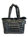 Think Royln Black Puffer Faux Fur Reversible Tote Bag Black