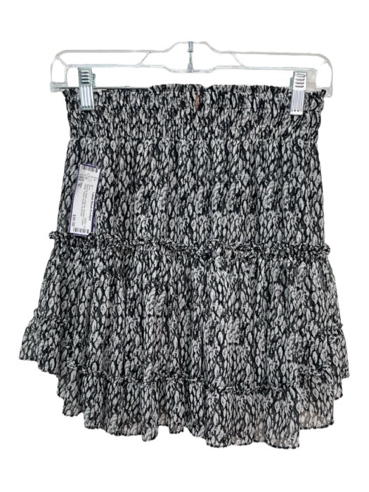 Misa Size S Black & White Viscose Abstract Elastic Waist Tiered Ruffle Skirt Black & White / S