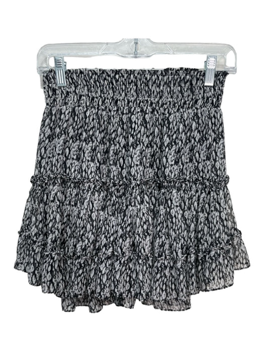 Misa Size S Black & White Viscose Abstract Elastic Waist Tiered Ruffle Skirt Black & White / S