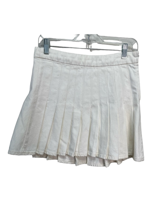 Frame Size 27 White Cotton Denim High Rise Side Zip Pleated Tennis Skirt White / 27