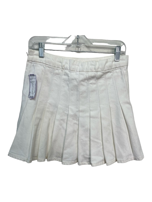 Frame Size 27 White Cotton Denim High Rise Side Zip Pleated Tennis Skirt White / 27