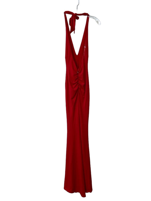 Nookie Size M Red Polyester Blend Halter Sleeveless Floor Length slit Gown Red / M