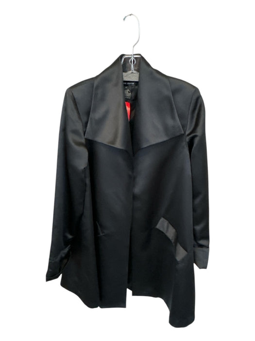 Andrea Jovine Size 8 Black Polyester Satin Long Blazer Black / 8