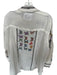 Johnny Was Size L White & Multi Cotton Blend Butterfly Frayed Button Down Top White & Multi / L