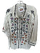Johnny Was Size L White & Multi Cotton Blend Butterfly Frayed Button Down Top White & Multi / L