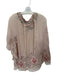 Johnny Was Size S Pink & Multi Cupra Rayon Floral Embroidered Front Tie Top Pink & Multi / S