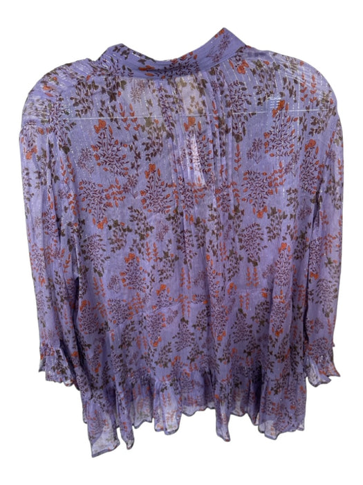 Muche Muchette Size One Size Purple Viscose Leaves 3/4 Sleeve Rouched Skirt Set Purple / One Size