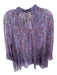 Muche Muchette Size One Size Purple Viscose Leaves 3/4 Sleeve Rouched Skirt Set Purple / One Size