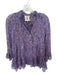 Muche Muchette Size One Size Purple Viscose Leaves 3/4 Sleeve Rouched Skirt Set Purple / One Size