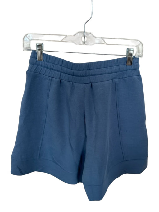 Varley Size M Blue Viscose Blend High Waist Drawstring Long Athletic Shorts Blue / M