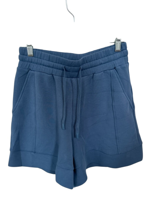 Varley Size M Blue Viscose Blend High Waist Drawstring Long Athletic Shorts Blue / M