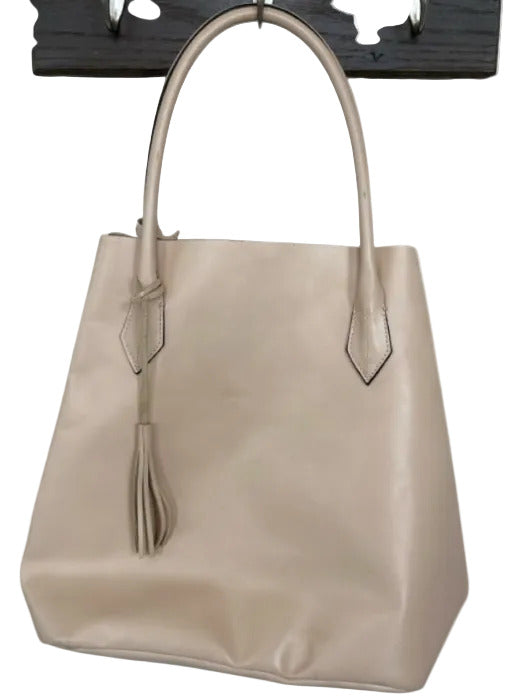Via Tornabuoni Ballet Pink Leather Top Handles Tote Tassel Tote Purse Ballet Pink / L