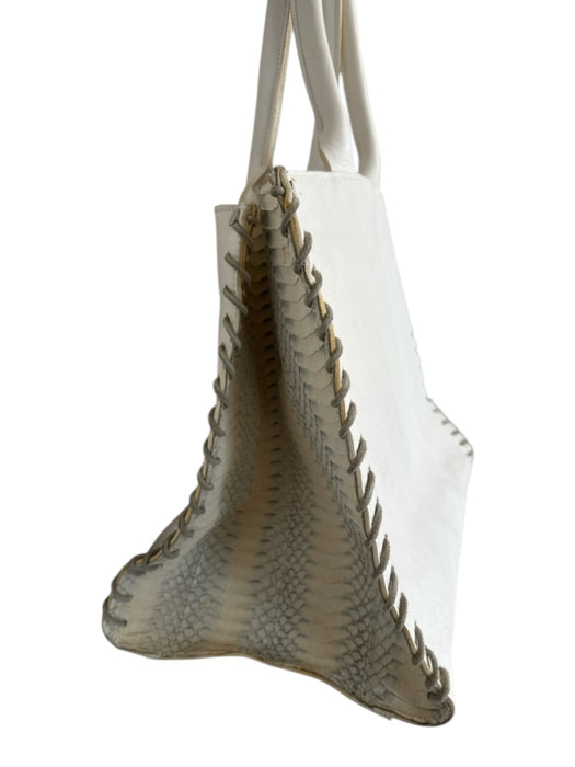Let & Her Bone White Reptile Rope Shoulder Zipper Purse Bone White