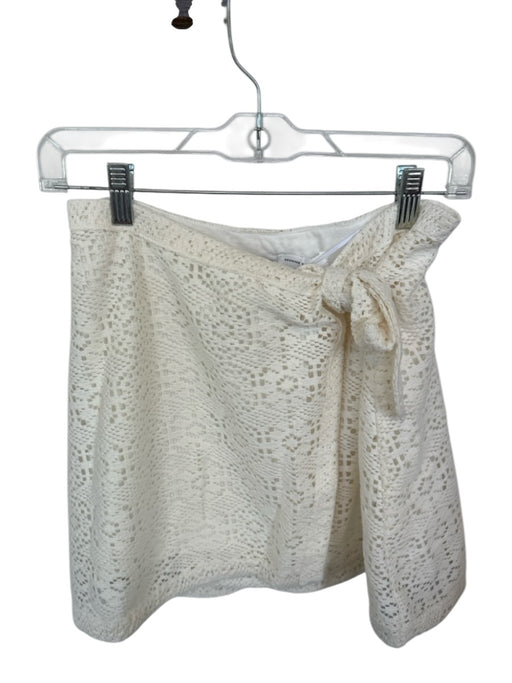SABO Size S White Polyester Blend Geometric Lace Tie Mini Skirt White / S