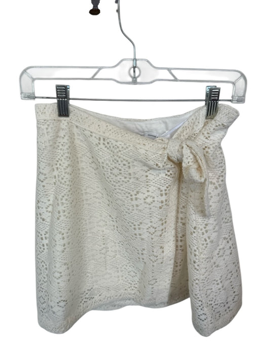 SABO Size S White Polyester Blend Geometric Lace Tie Mini Skirt White / S